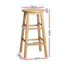 2x Bar Stools Round Chairs Wooden Nature