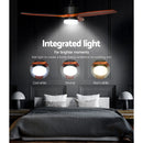 52'' Ceiling Fan AC Motor 3 Blades w/Light - Dark Wood