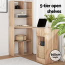 Computer Desk Bookshelf Drawer Cabinet Oak 120CM