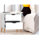 2X Bedside Table 2 Drawers - BODEN White