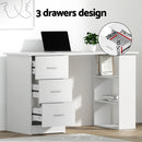 Computer Desk 120cm Executive Office Chair Set PU Leather High Back White