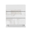 Bedside Table LED 3 Drawers - MORI White