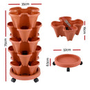Raised Garden Bed 5 Tier Vertical Garden Brick Red Strawberry Stackable Planters Herbs Petunias