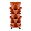 Raised Garden Bed 5 Tier Vertical Garden Brick Red Strawberry Stackable Planters Herbs Petunias