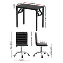 Computer Desk Office Chair PU Leather Set Foldable Home Study Table Black