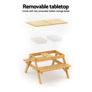 Kids Outdoor Table and Chairs Picnic Bench Umbrella Set Water Sand Pit Box