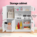 Kids Wooden Pretend Kitchen Play Set Cooking Toys Pot Ice Cup Oven Blackboard 80CM White