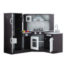 Kids Kitchen Play Set Wooden Pretend Cooking Playset w/Sounds Lights Black