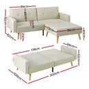 Artiss Sofa Bed Lounge Convertible Ottoman Couch Recliner 3 Seater Fabric Beige