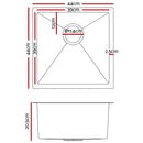 Kitchen Sink 44X44CM Stainless Steel Basin Single Bowl Silver