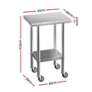 Stainless Steel Kitchen Benches Work Bench Wheels 61X46CM 430
