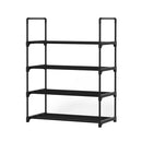 Shoe Rack Cabinet Stackable 4-tier 12 Pairs Black