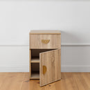 BEDSIDE TABLE - NATURAL OAK - SLIM - HALF MOON BRASS