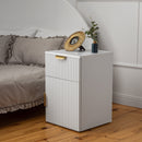 BEDSIDE TABLE - WHITE - FLUTED - PULL BRASS