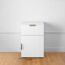 BEDSIDE TABLE - WHITE - VJ PANEL - PULL BRASS