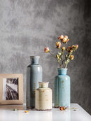 Ceramic Vases Set of 3 Crackled Finish Blue Farmhouse for Home D�cor