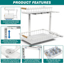 2-Tier Kitchen Under Sink Organiser Storage with Height Adjustable, Unique Slide Rail & Suction Cups for Storage