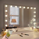 White Bluetooth Hollywood Mirror Rectangle Vanity Wall Light