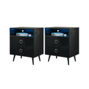 Modern LED Bedside table with USB and power socket black x 2