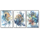 Wall Art 50cmx70cm Watercolor Style Abstract Flower 3 Sets Black Frame Canvas