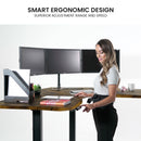 FORTIA 173W x 173W x 75D 3-Motor 120kg Load Adjustable Electric Sit to Stand Up Corner Desk - Walnut/Black Frame