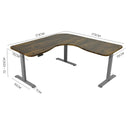 FORTIA 173W x 173W x 75D 3-Motor 120kg Load Adjustable Electric Sit to Stand Up Corner Desk - Walnut/Silver Frame