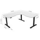 FORTIA 173W x 173W x 75D 3-Motor 120kg Load Adjustable Electric Sit to Stand Up Corner Desk - White/Black Frame