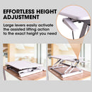 FORTIA Desk Riser 90cm Wide Adjustable Sit to Stand, for Dual Monitor, Keyboard, Laptop, White