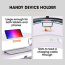 FORTIA Desk Riser 90cm Wide Adjustable Sit to Stand, for Dual Monitor, Keyboard, Laptop, White