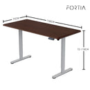 FORTIA Sit To Stand Up Standing Desk, 150x75cm, 72-118cm, Height Adjustable, 50kg Rated, Walnut Style/Silver Frame