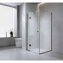 100x80cm Corner Frameless Shower Screen with Chrome Channel and Brass Hinges, Round Handle