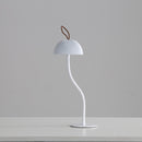 Corrugated White Lamp Cap Elegant Curved Stem Mushroom Desk Lamp - Adjustable LED Table Light