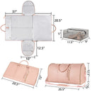 Beige Convertible Garment Duffel Bag with Leather Accents - Travel Weekender Bag for Suits and Dresses