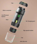 White 3-in-1 Portable Electric Espresso Maker - Rechargeable Travel Coffee Machine for Capsules & Ground Coffee