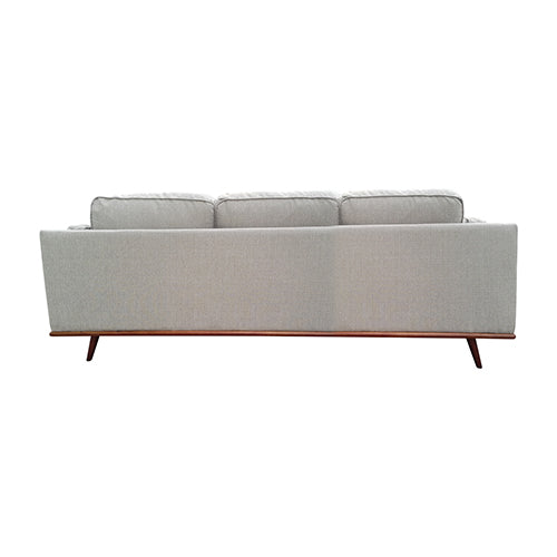 3 Seater Sofa Beige Fabric Modern Lounge Set for Living Room Couch with Wooden Frame