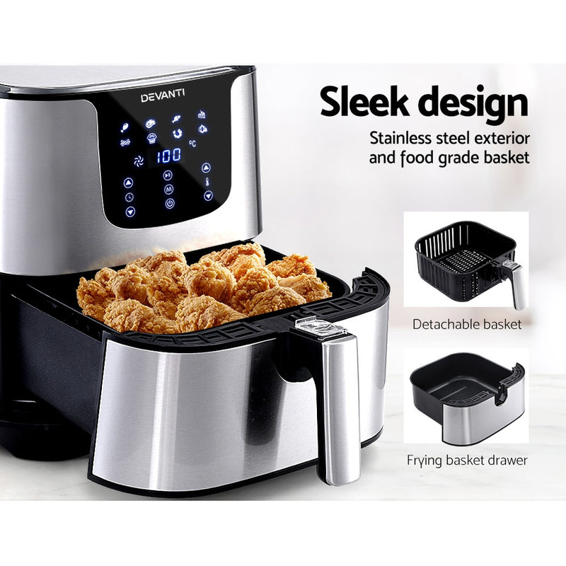 Devanti Air Fryer 7L LCD Fryers Stainless Steel