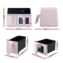 Air Fryer 9L Dual Zone Fryers 2600W Pink