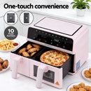 Air Fryer 9L Dual Zone Fryers 2600W Pink