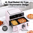 Air Fryer 9L Dual Zone Fryers 2600W Pink
