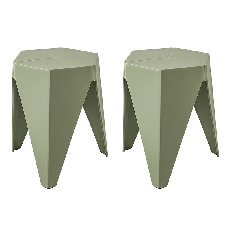 2x Bar Stools Puzzle Plastic Foot Stool Green