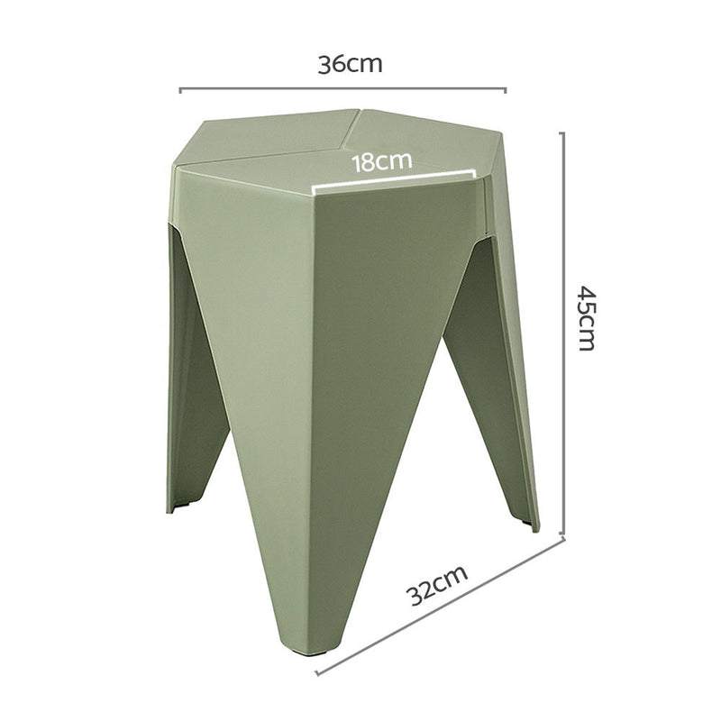 2x Bar Stools Puzzle Plastic Foot Stool Green