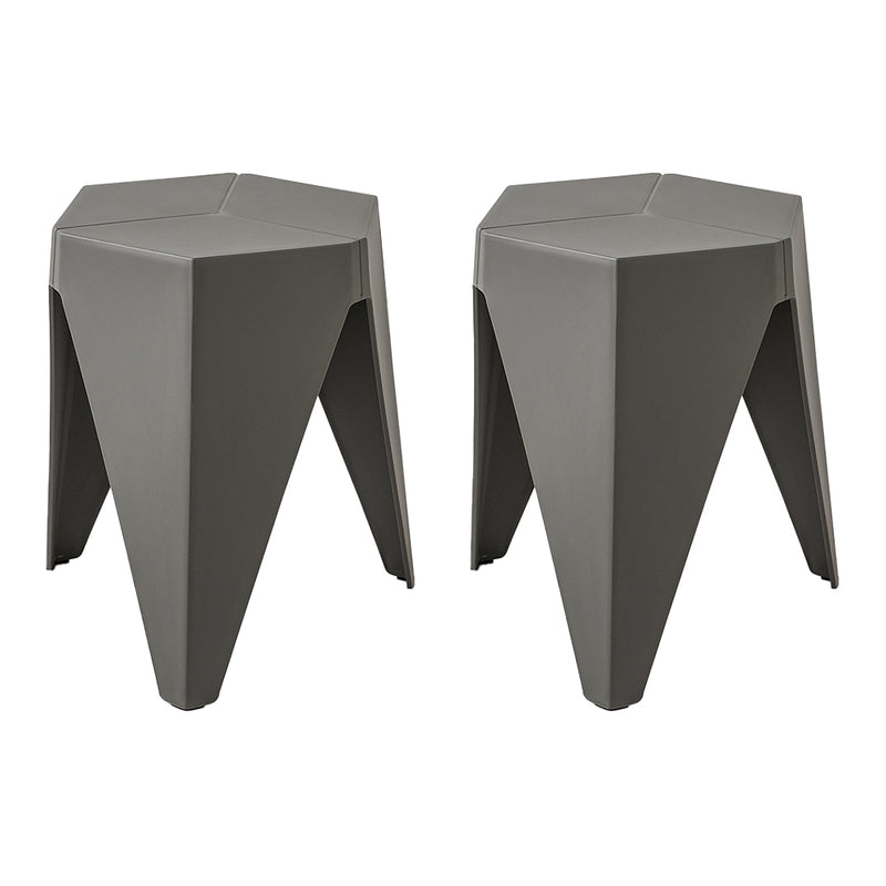 2x Bar Stools Puzzle Plastic Foot Stool Grey