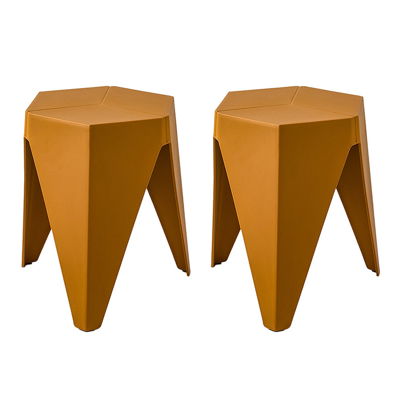 2x Bar Stools Kitchen Dining Chairs Plastic Puzzle Foot Stool Yellow