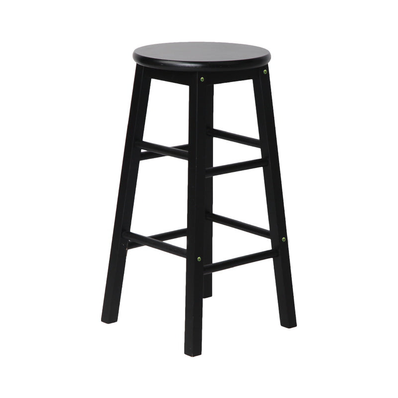 2x Bar Stools Round Chairs Wooden Black