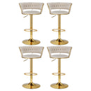 4x Bar Stools Gas Lift Velvet Woven Backrest Ivory
