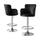 2x Leather Bar Stools Swivel Adjustable Gas Lift PU Counter Chairs Black