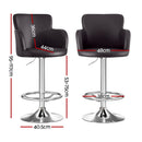 2x Leather Bar Stools Swivel Adjustable Gas Lift PU Counter Chairs Brown