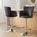 2x Leather Bar Stools Swivel Adjustable Gas Lift PU Counter Chairs Brown