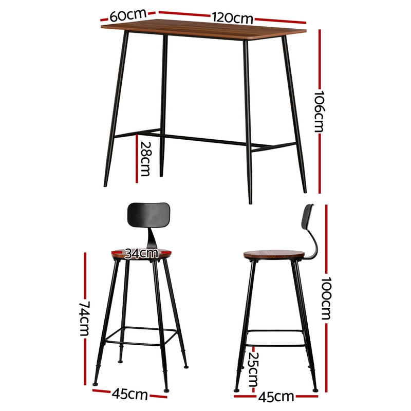 Bar Table and Stools Set Dining Desk Kitchen Chairs Cafe Pub