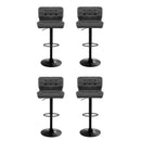 4x Bar Stools Gas Lift Leather Padded Grey